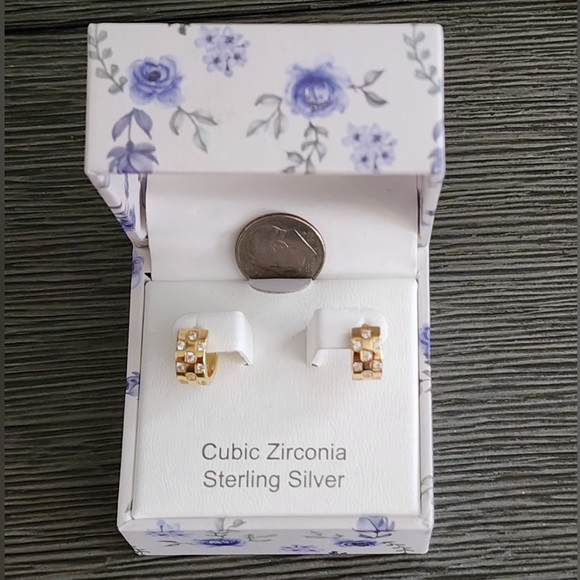 STERLING SILVER & CUBIC ZIRCONIA EARRINGS by Rachel Zoe - Picture 2 of 7